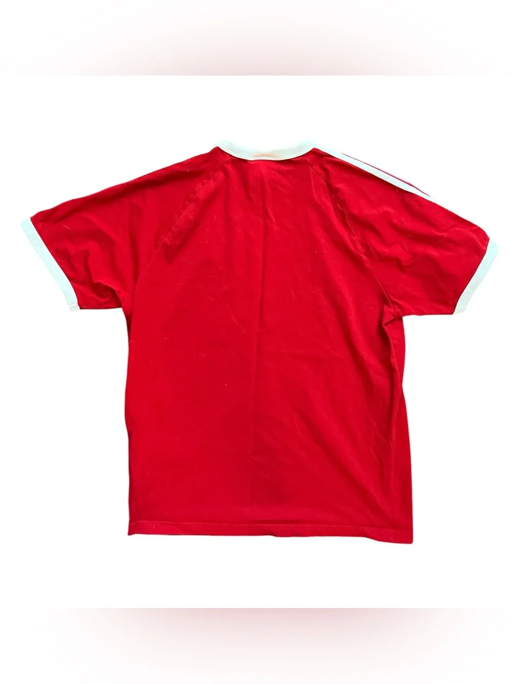 Adidas Men's Red & White Logo T-Shirt Cotton Size Large
